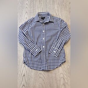 J Crew Crewcuts Boys Thompson Blue & White Flex Patterned Shirt Size 4-5